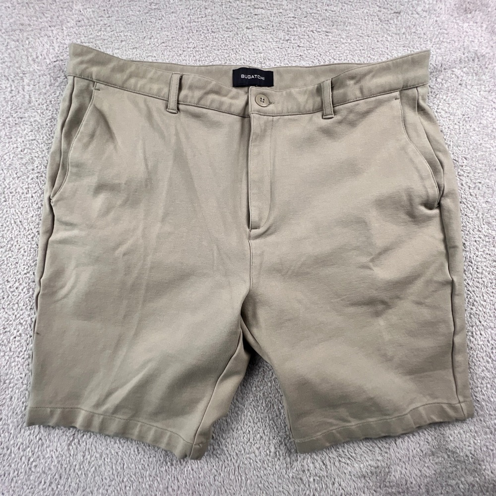 Bugatchi Chino Shorts Mens 36 Tan Stretch Rayon Blend Casual Golf Summer Preppy